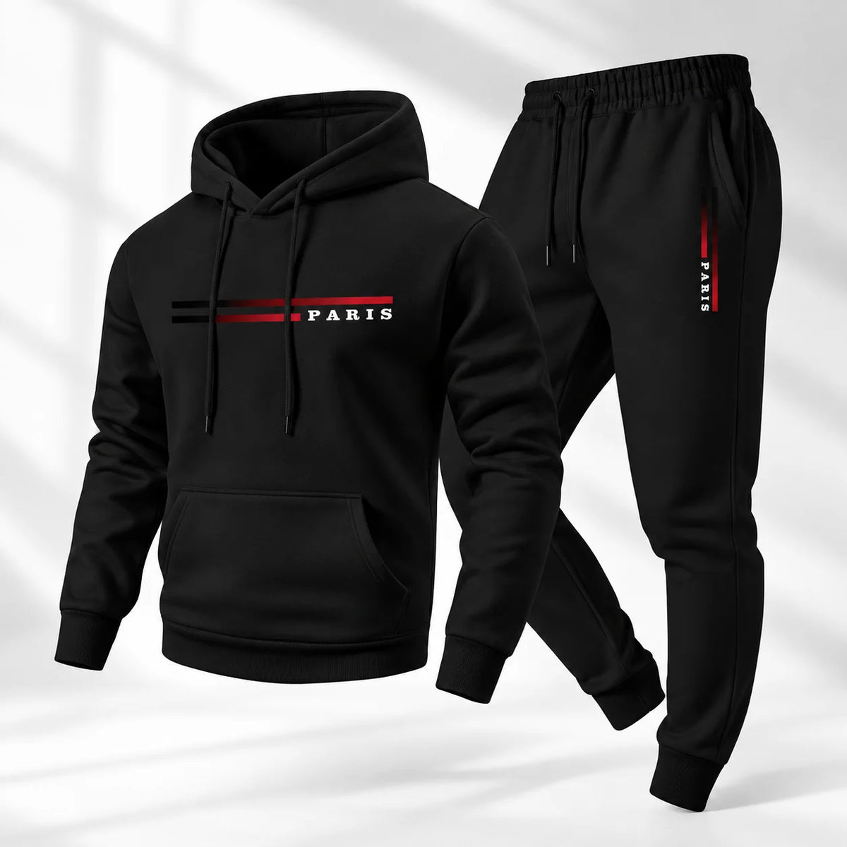 Men's Casual Paris Print Hoodie & Jogger Pants Set