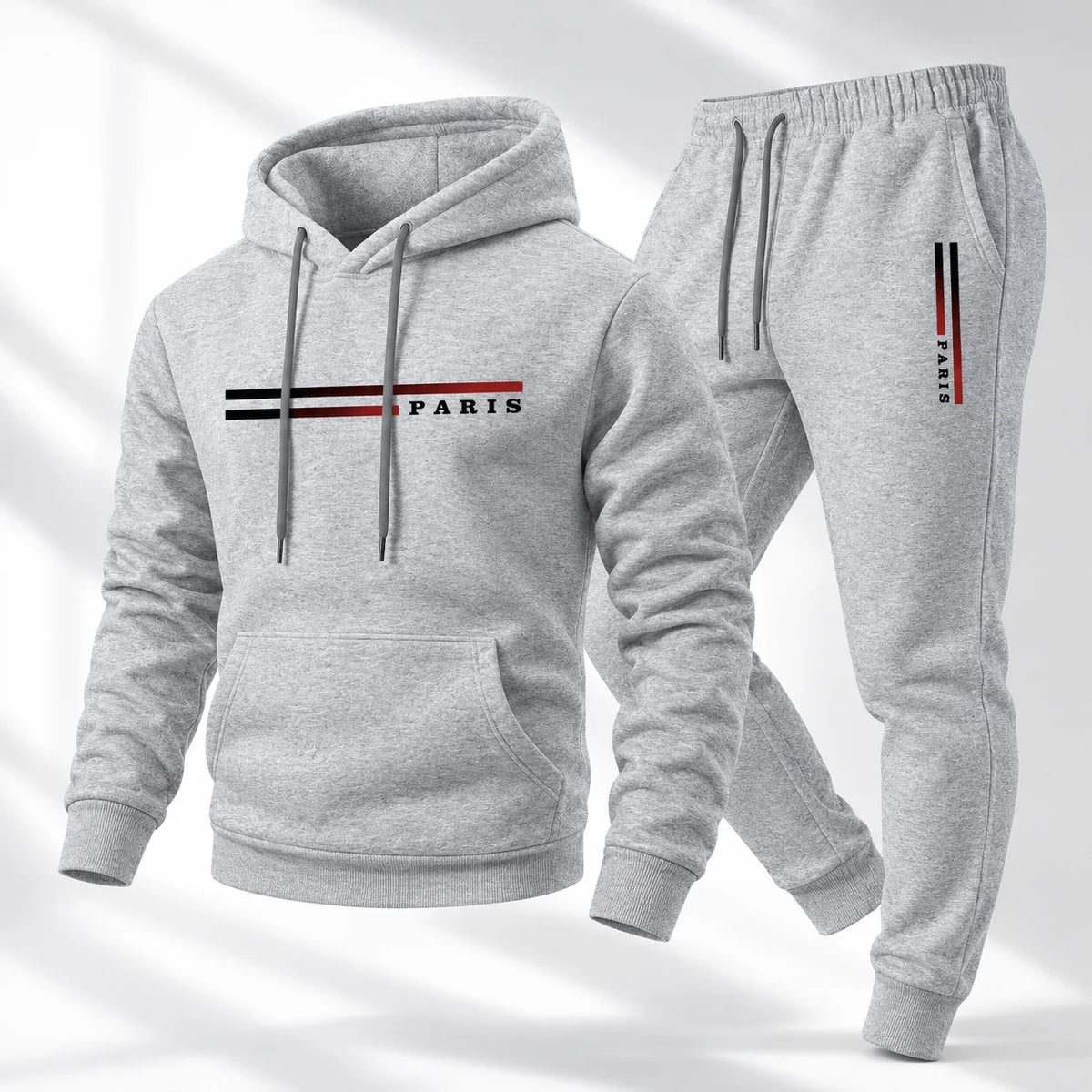Men's Casual Paris Print Hoodie & Jogger Pants Set