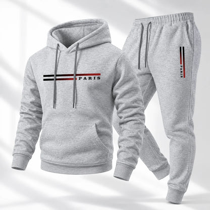 Men's Casual Paris Print Hoodie & Jogger Pants Set
