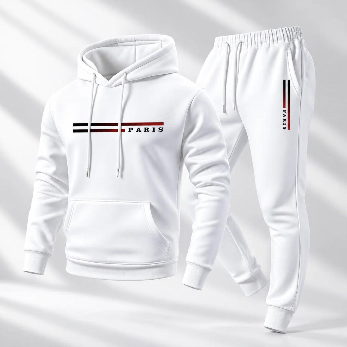 Men's Casual Paris Print Hoodie & Jogger Pants Set