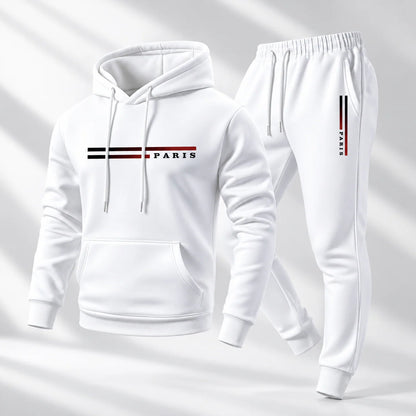 Men's Casual Paris Print Hoodie & Jogger Pants Set