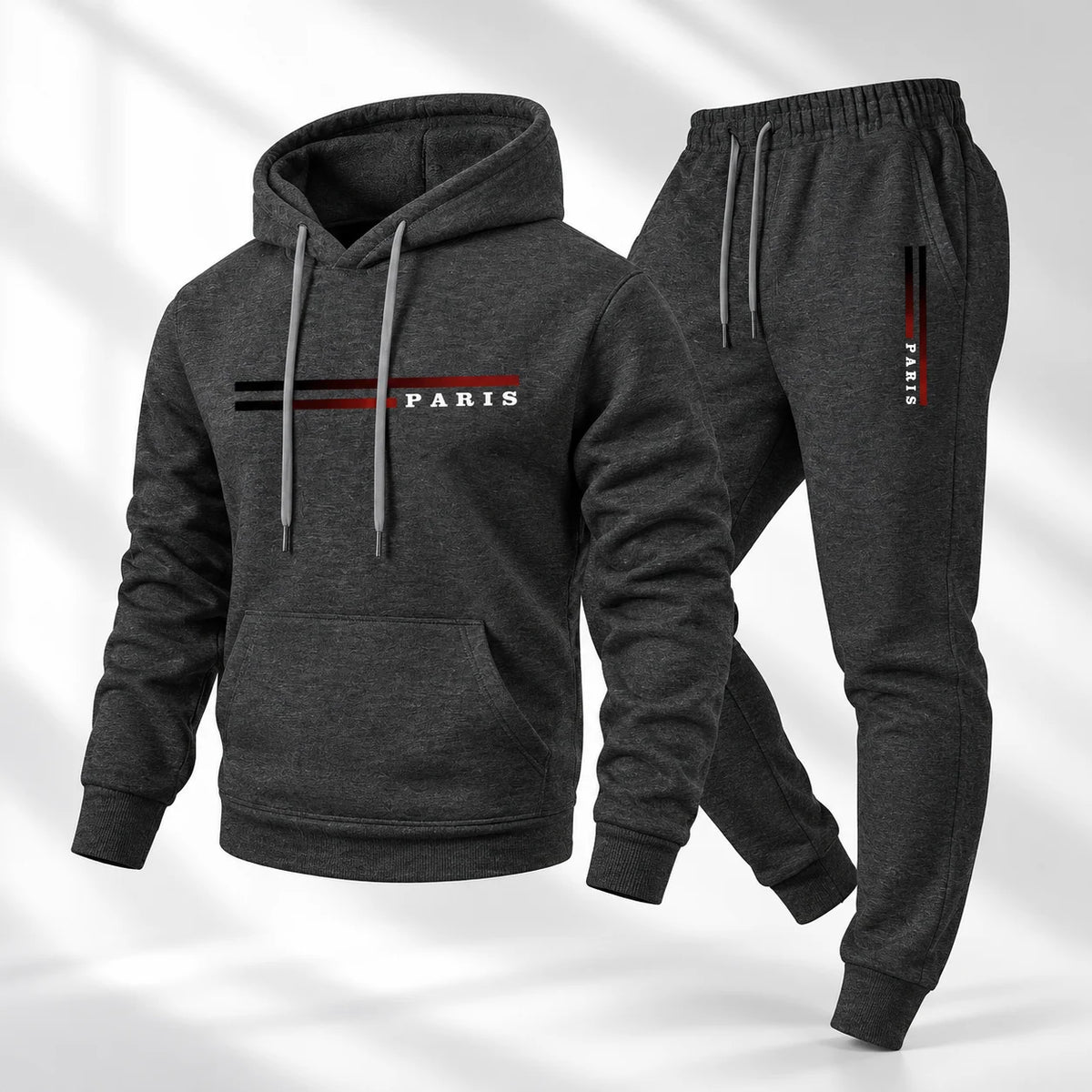 Men's Casual Paris Print Hoodie & Jogger Pants Set