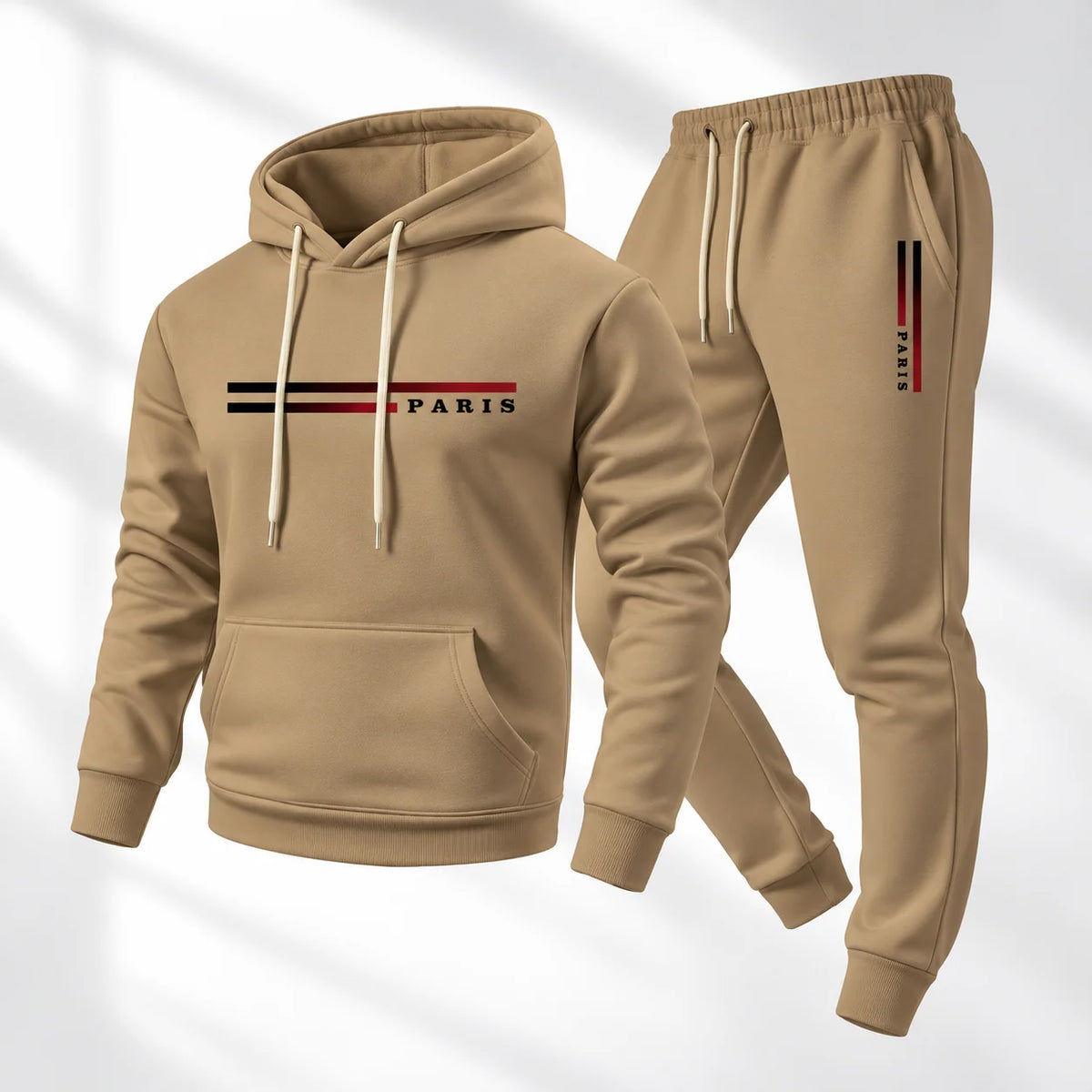 Men's Casual Paris Print Hoodie & Jogger Pants Set