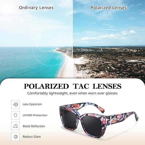 🔥Polarized Fit Over Sunglasses for Women🕶️ – UV400 Protection for Prescription Glasses ✨