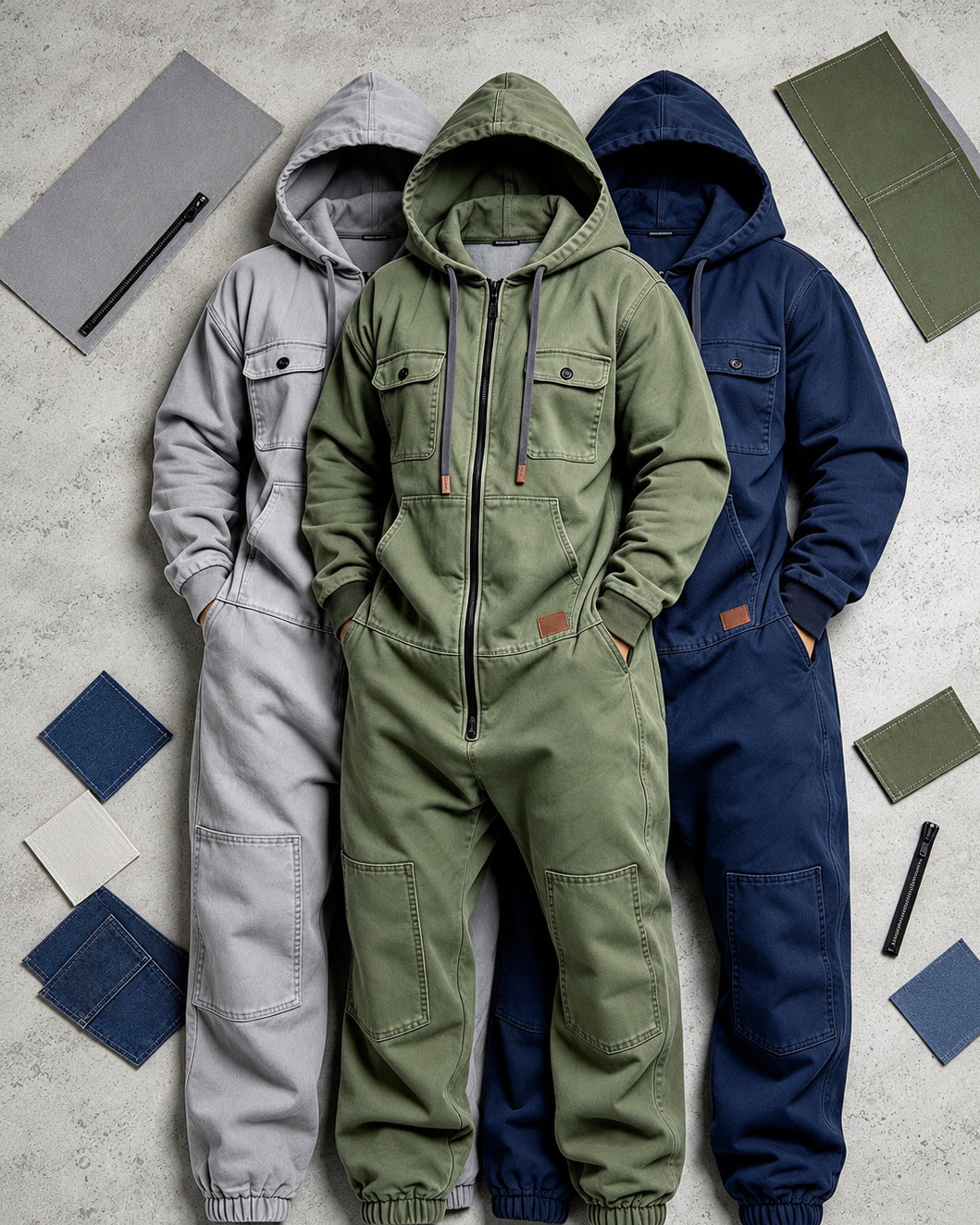 Men's Hooded Cargo Jumpsuit