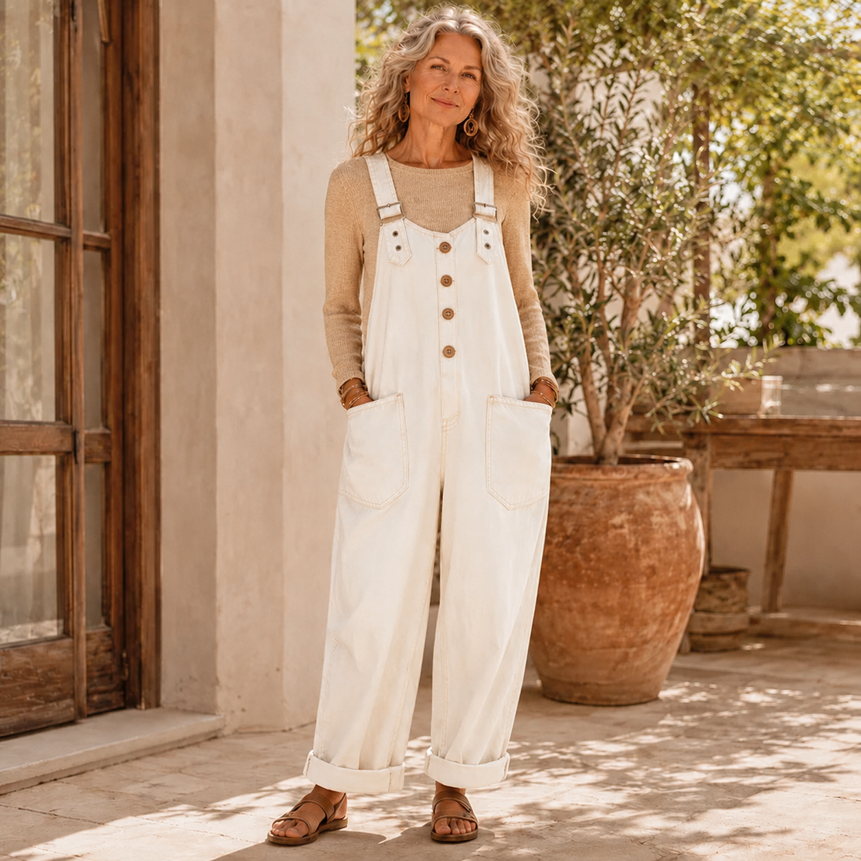 Women's Vintage Loose Wide-Leg Denim Bib Overalls