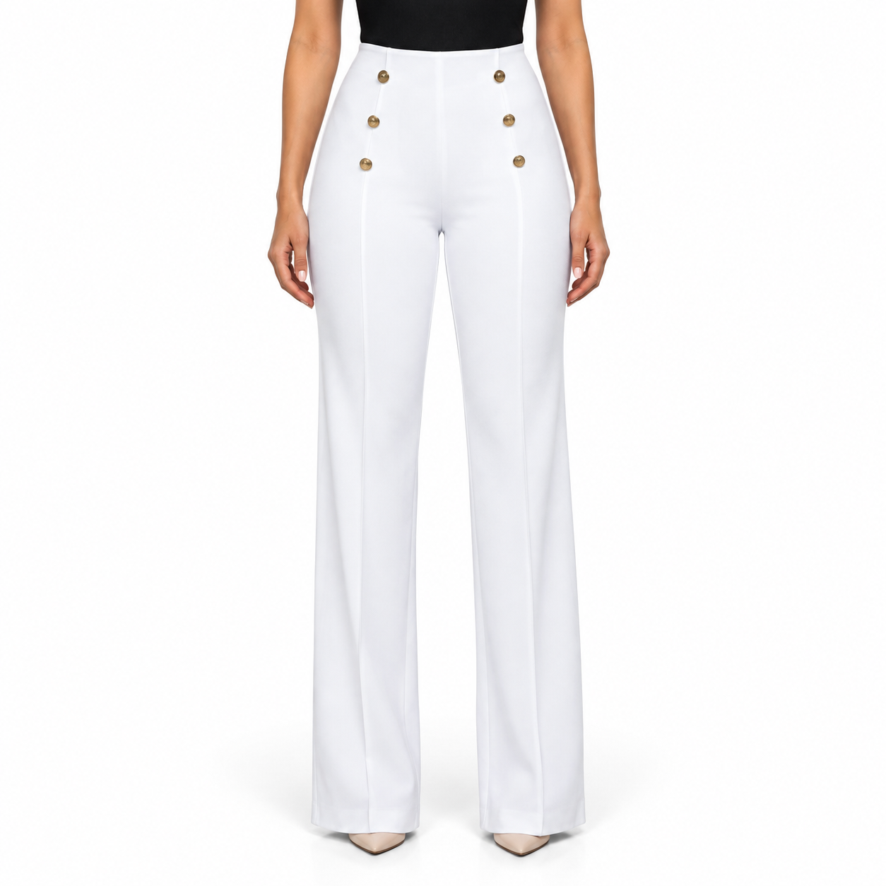 Women's High-Waist Stretch Wide-Leg Trousers