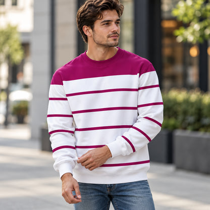 Men's Classic Colorblock Striped Relaxed Fit Sweatshirt