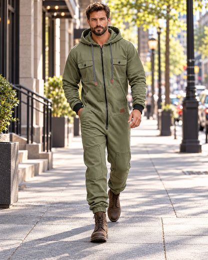 Men's Hooded Cargo Jumpsuit
