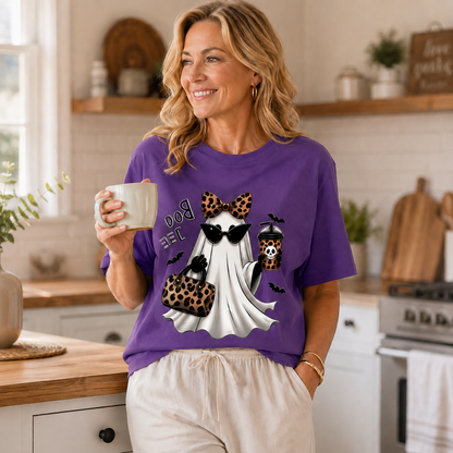 Women's Leopard Ghost "BOO-JEE" Halloween T-Shirt