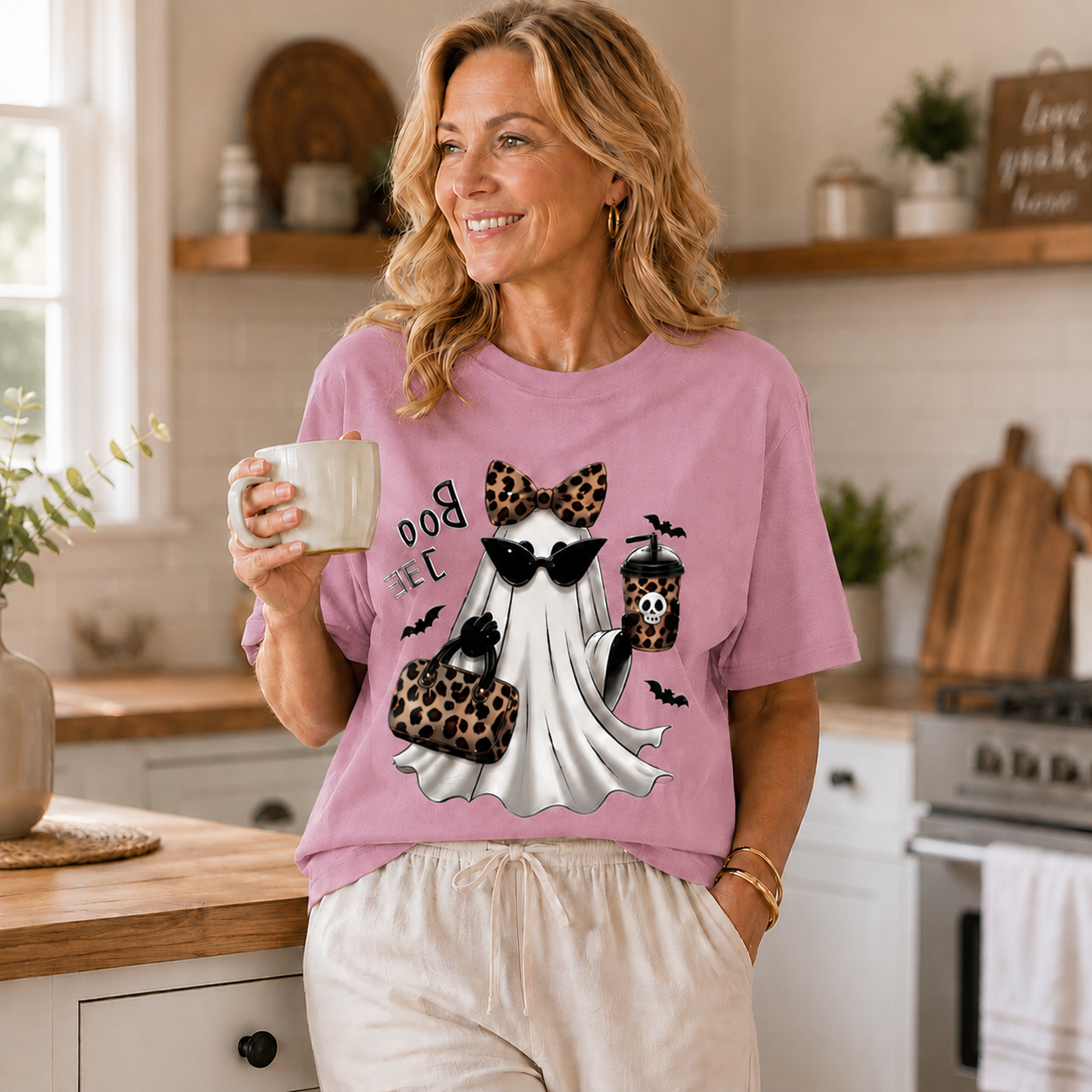 Women's Leopard Ghost "BOO-JEE" Halloween T-Shirt