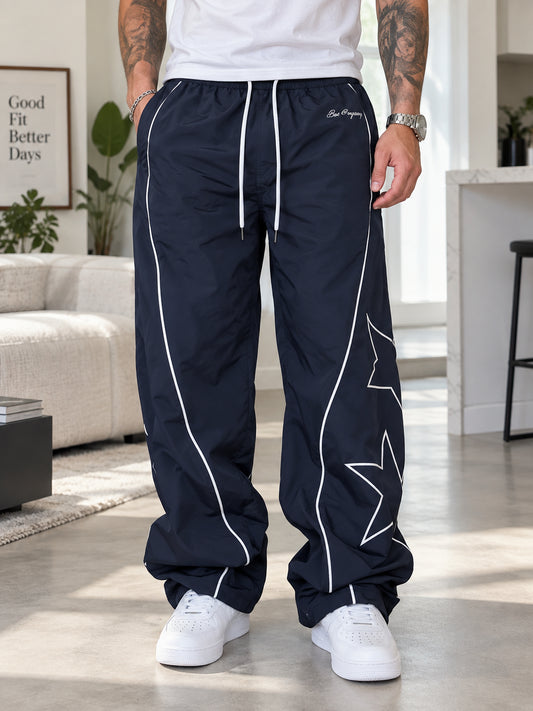 Men's Loose-Fit Star Piping Pants
