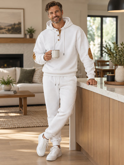 Men’s Geometric Textured Hoodie & Jogger 2-Piece Set
