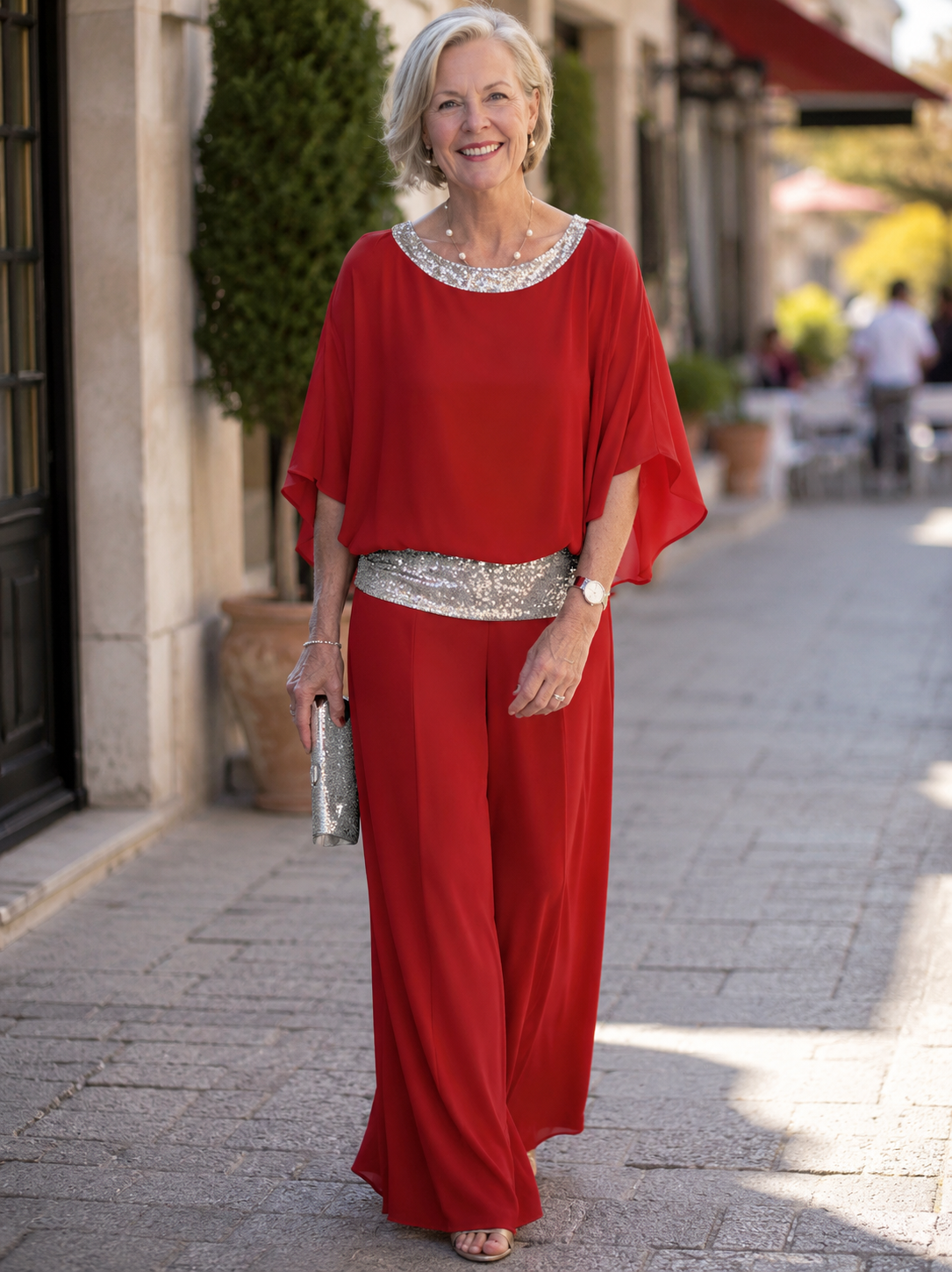 ✨ Women's Elegant Chiffon 2-Piece Pantsuit