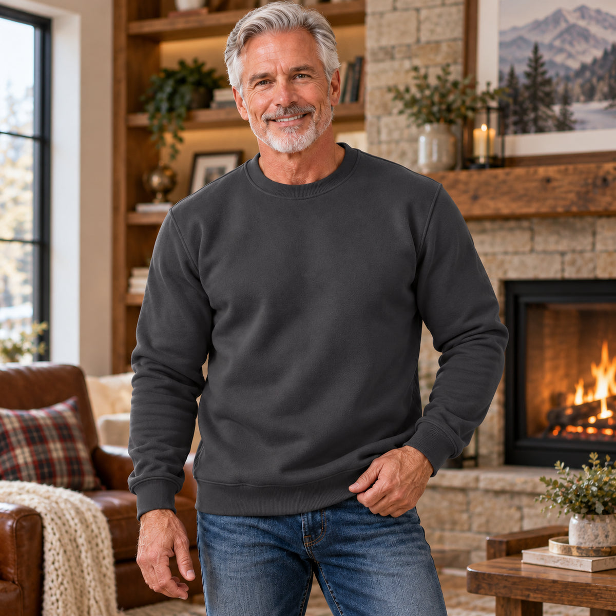 Men's Ultra-Warm Sherpa-Lined Fleece Sweatshirt