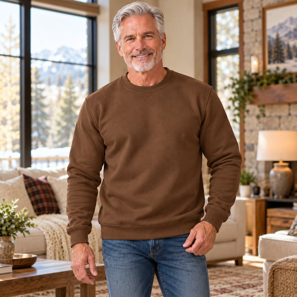 Men's Ultra-Warm Sherpa-Lined Fleece Sweatshirt