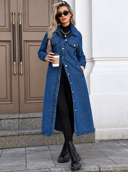 Women's Classic Longline Denim Trench Coat