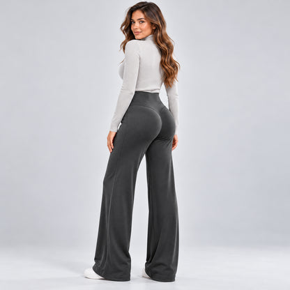 Women's High-Waisted Butt-Lifting Fleece-Lined Wide-Leg Pants