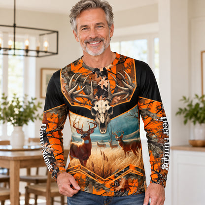 Men's 3D Deer Print Long Sleeve Shirt