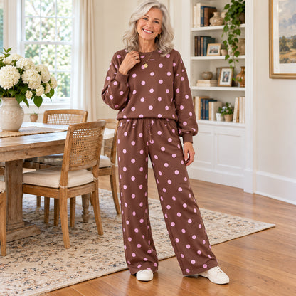 Women's Polka Dot Two Piece Casual Set