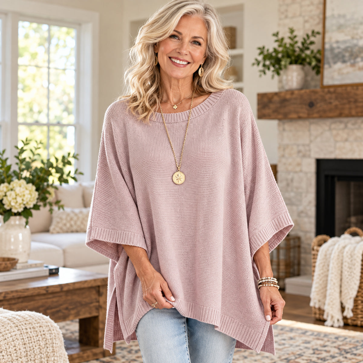 Women's Elegant Oversized Batwing Knit Sweater