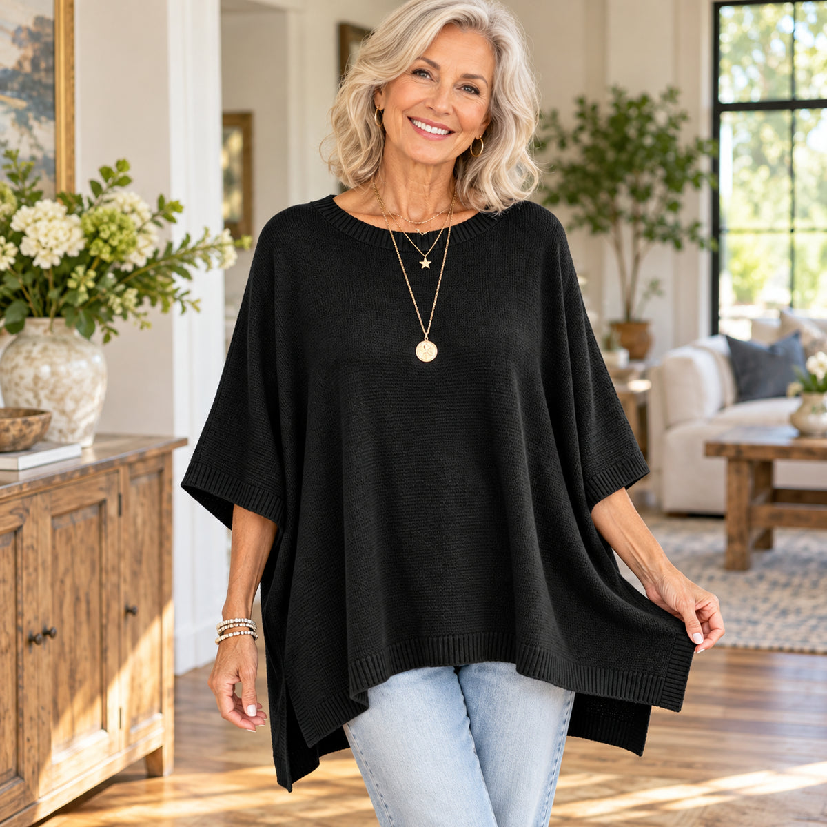 Women's Elegant Oversized Batwing Knit Sweater