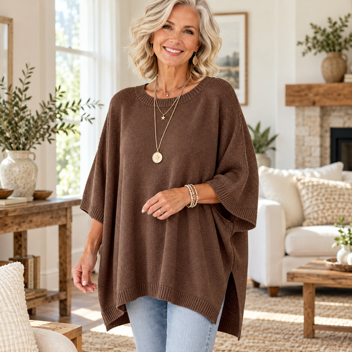 Women's Elegant Oversized Batwing Knit Sweater