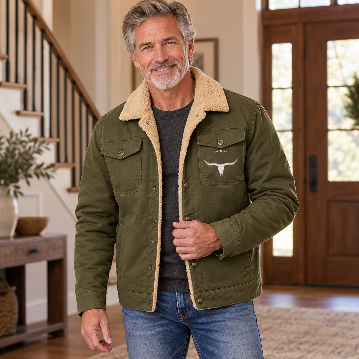 Men's Heavyweight Buckle-Front Casual Jacket