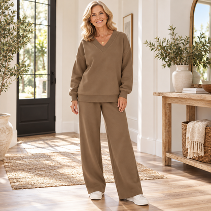 Women's Elegant V-Neck Knit Two-Piece Set