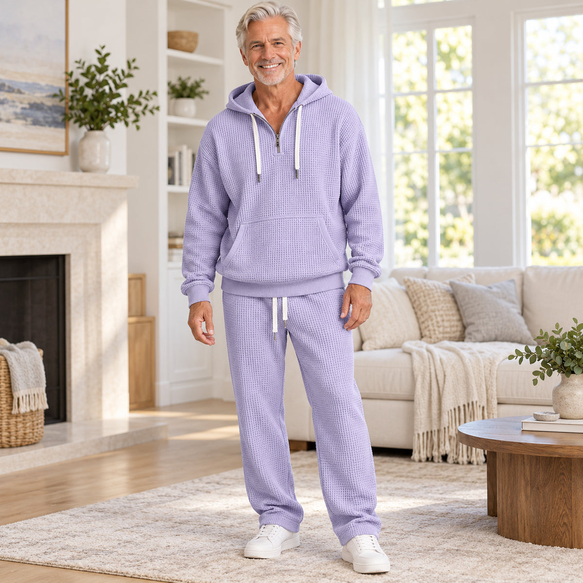 Men's Waffle Knit Hoodie & Pants Set