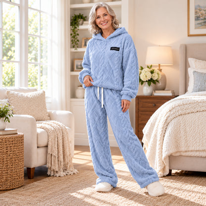 Women's Cozy Plush Textured Hoodie & Pants Set