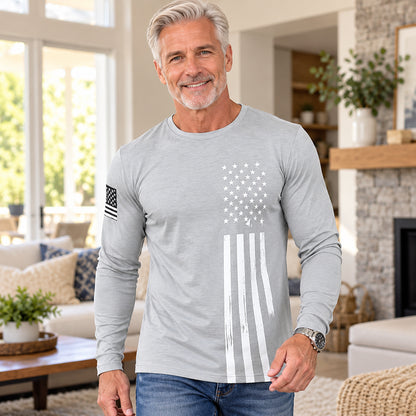 Men's Patriotic American Flag Long-Sleeve Shirt