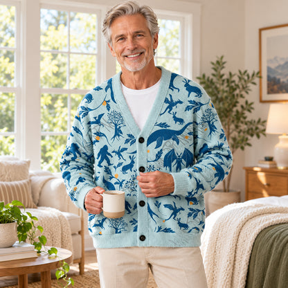 Sci-Fi Space Vessel Toile Seamless Pattern Geek Ugly Cardigan Sweaters