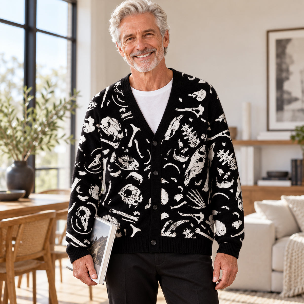 Sci-Fi Space Vessel Toile Seamless Pattern Geek Ugly Cardigan Sweaters