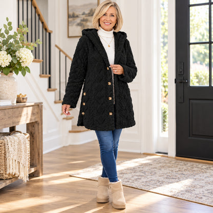 Women's Warm Cable-Knit Hooded Cardigan