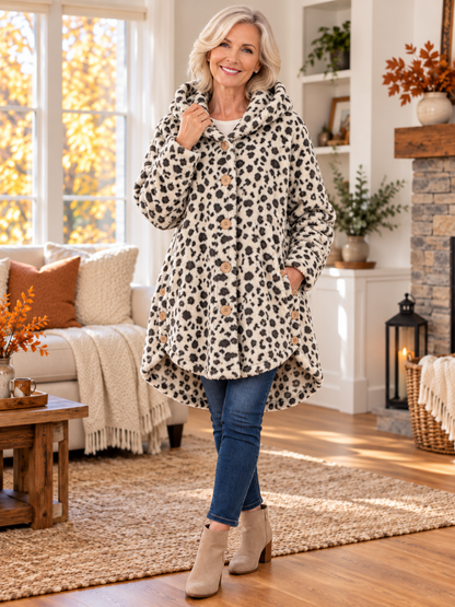 Women’s Cozy Plush Hooded High-Low Coat
