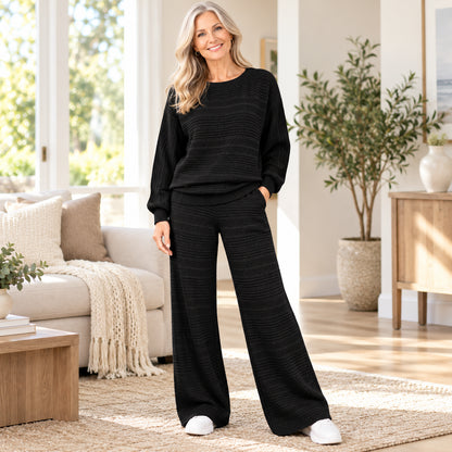 Women's Cozy Knit Sweater & Wide-Leg Pants Set
