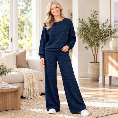 Women's Cozy Knit Sweater & Wide-Leg Pants Set
