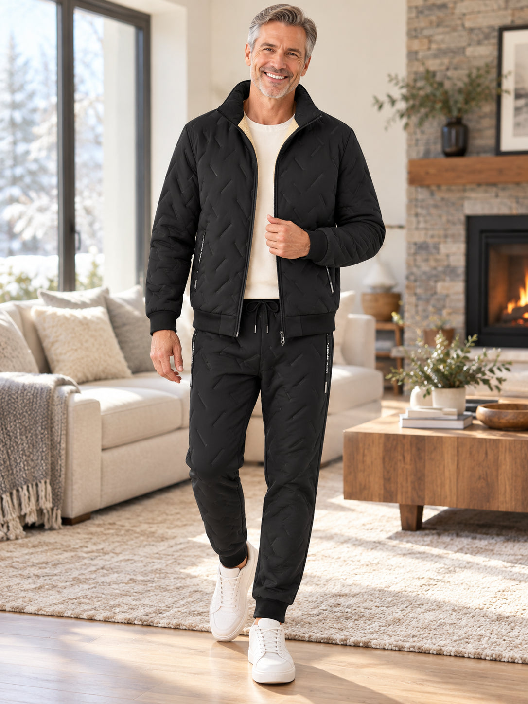 Men’s Warm-Lined Jacket & Pants 2-Piece Set