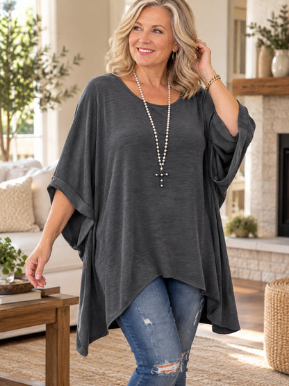 Women’s Plus-Size Draped Batwing Tunic Top