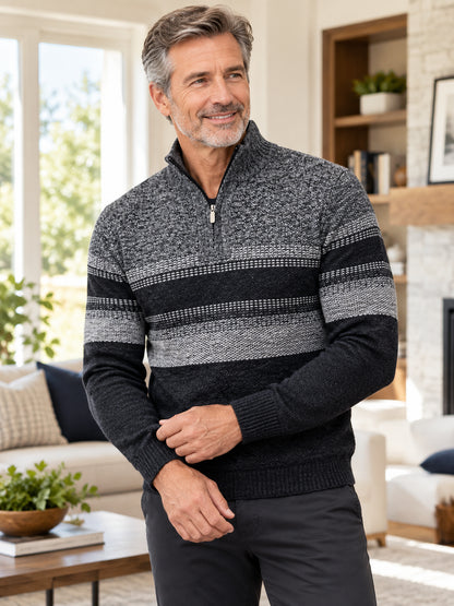 Men’s Vintage Pattern Quarter-Zip Pullover
