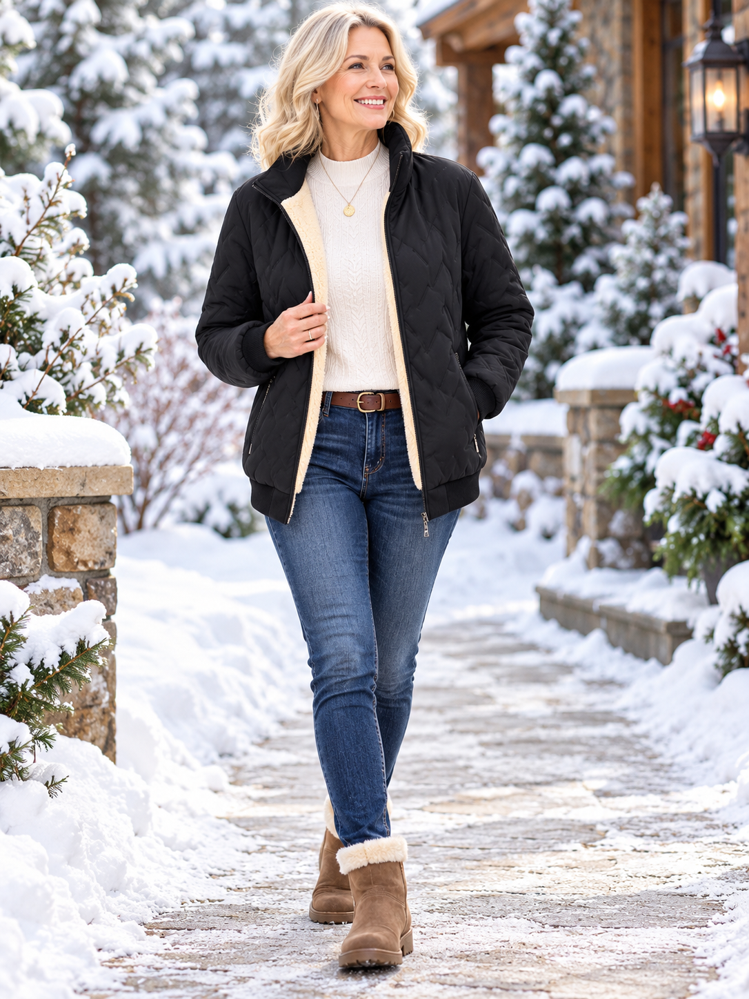 Women’s Warm-Lined Stand Collar Winter Jacket
