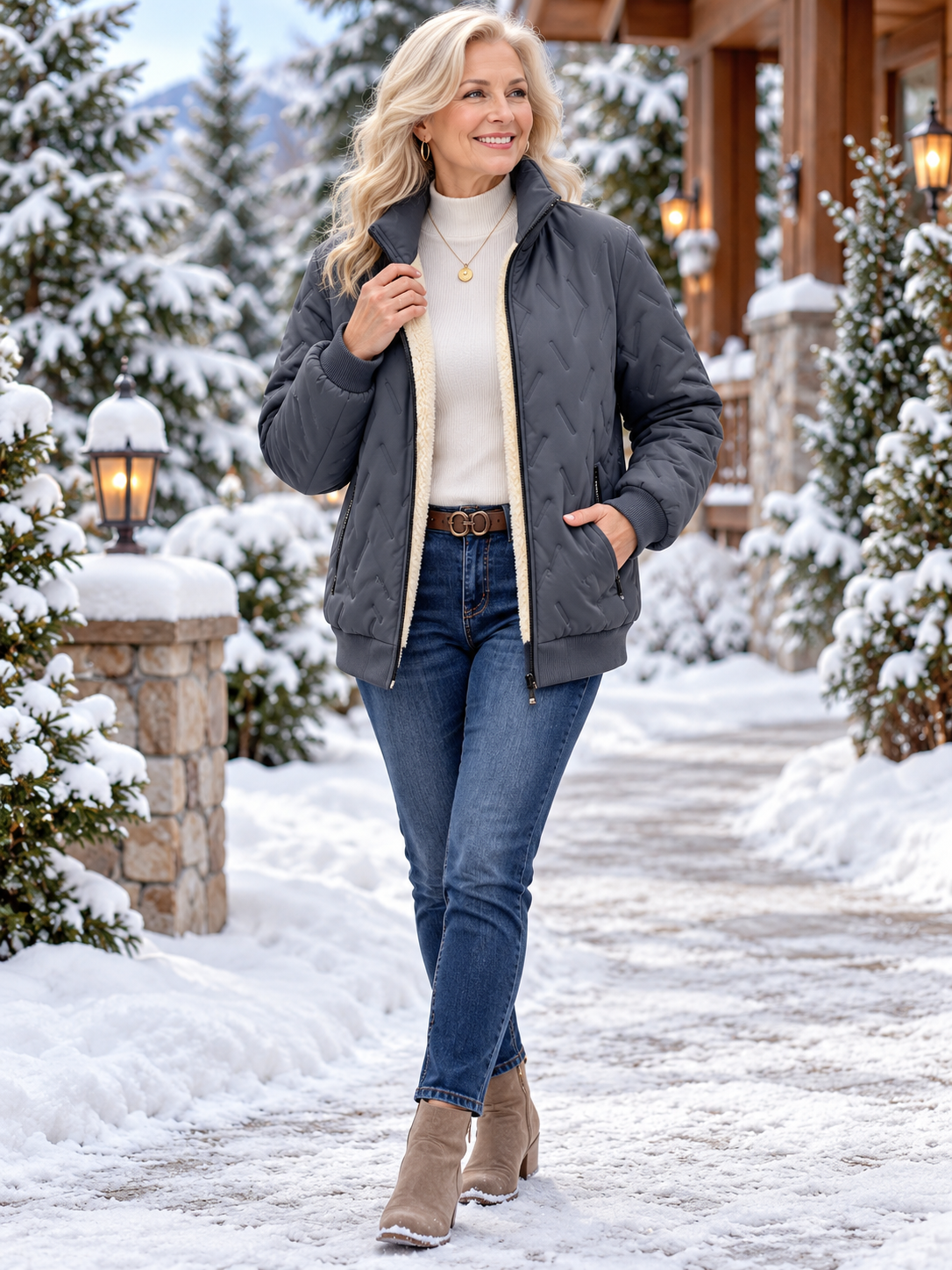 Women’s Warm-Lined Stand Collar Winter Jacket