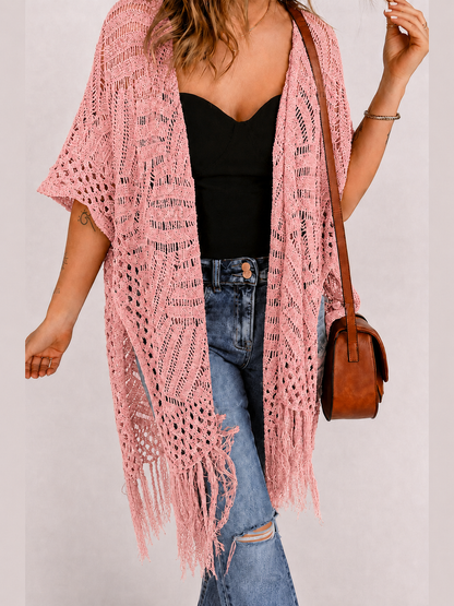 🌊 Women's Open-Front Crochet Knit Cover-Up