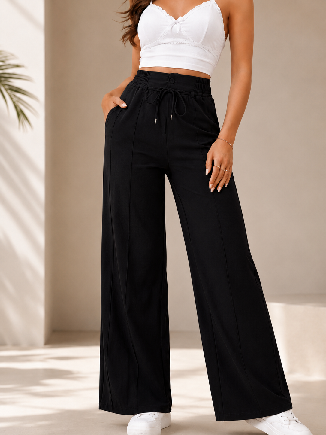 🌿 New Spring/Summer High-Waist Wide-Leg Pants