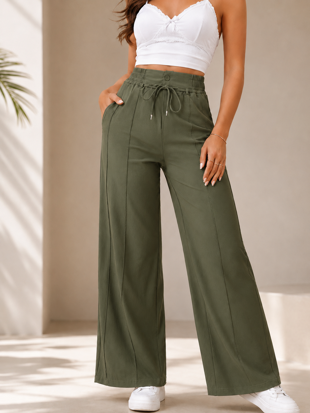 🌿 New Spring/Summer High-Waist Wide-Leg Pants