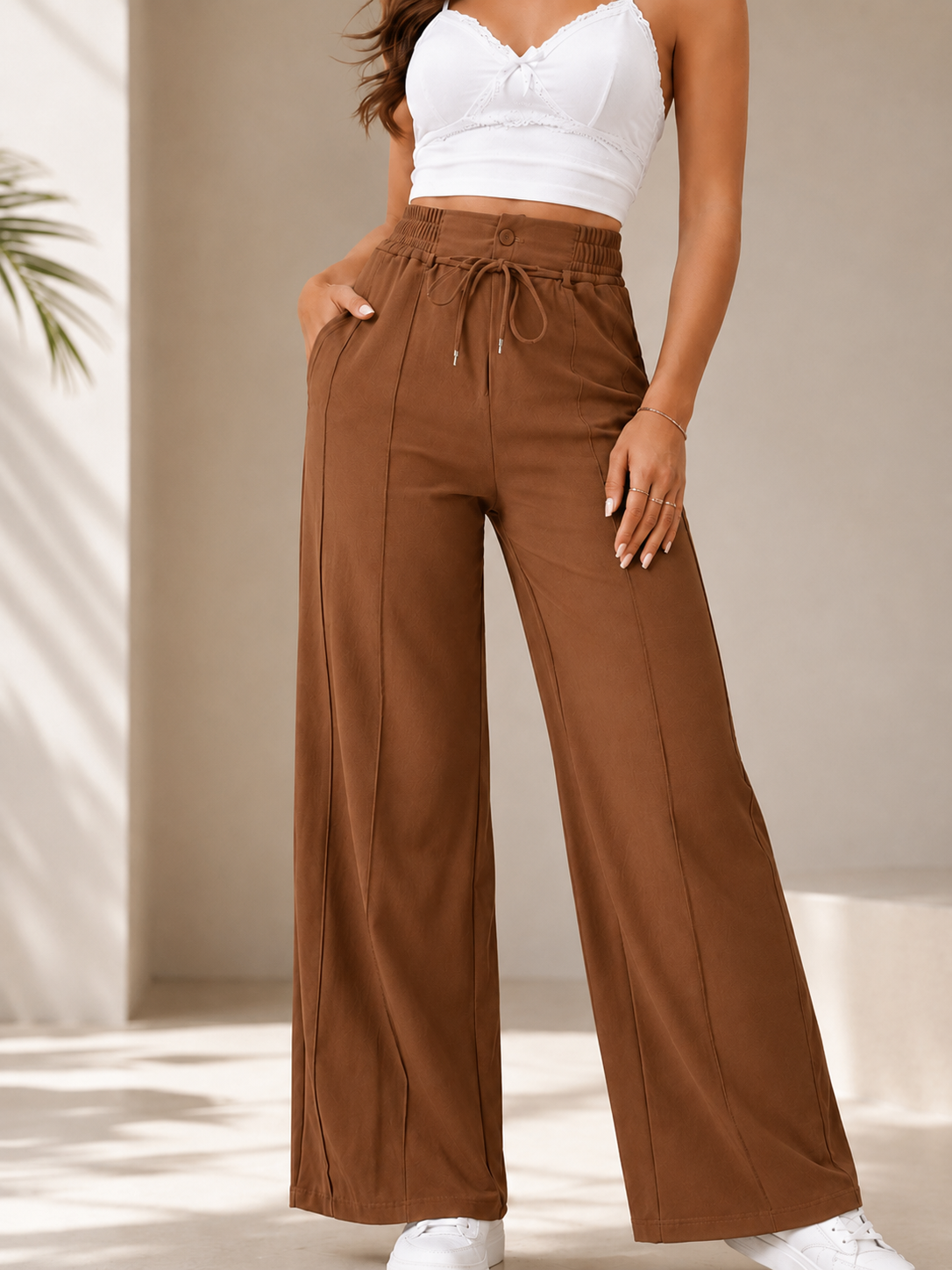 🌿 New Spring/Summer High-Waist Wide-Leg Pants
