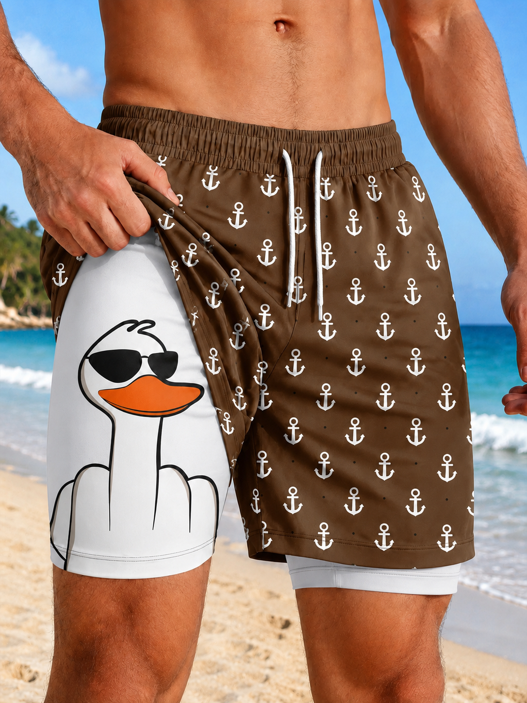 🦆 Men's 2-in-1 Quick-Dry Beach Shorts