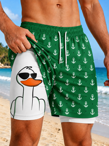 🦆 Men's 2-in-1 Quick-Dry Beach Shorts