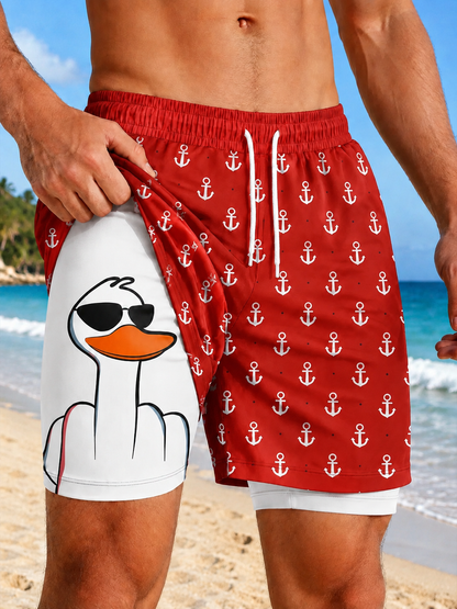 🦆 Men's 2-in-1 Quick-Dry Beach Shorts
